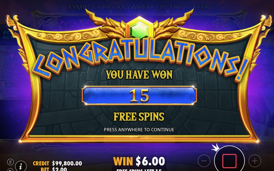 Free Spins screen with the TOTAL MULTIPLIER counter